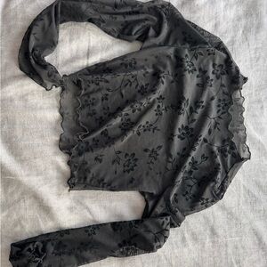 Floral Sheer Black Top